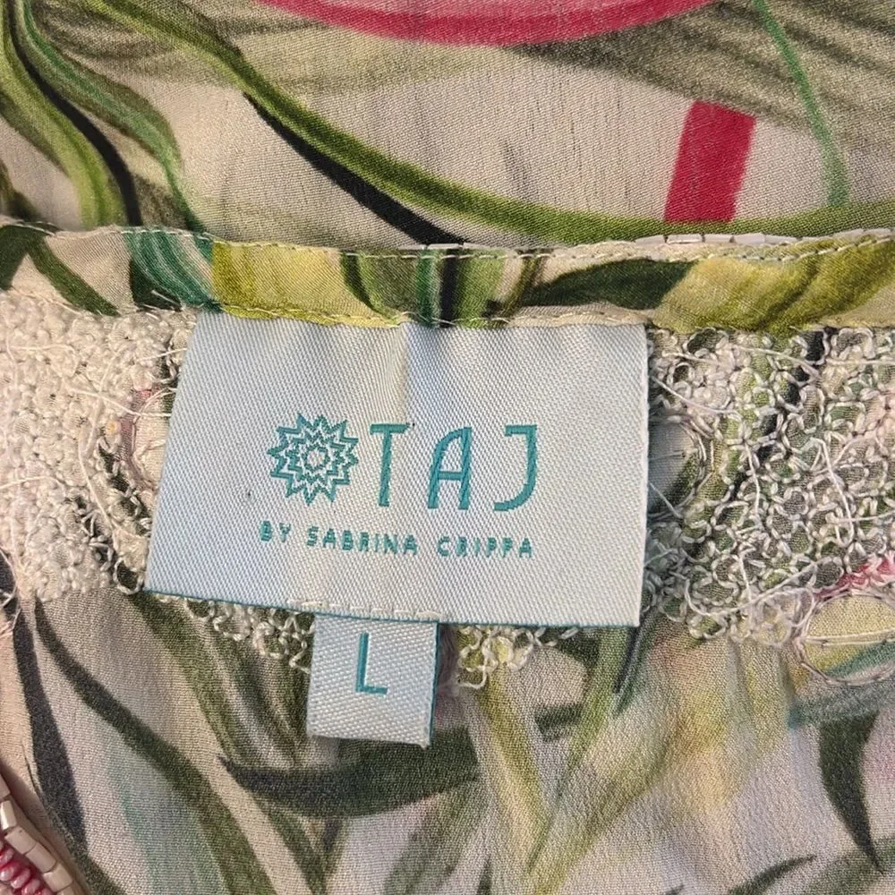 TAJ by Sabrina Crippa 100% rayon tassel/ beaded/embellished details dress, L